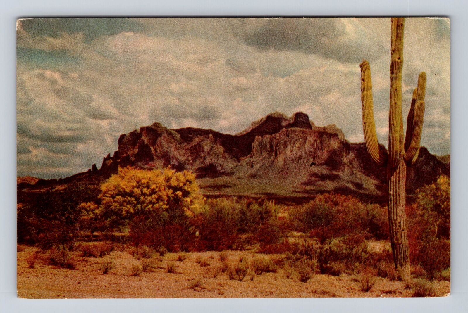 Phoenix AZ-Arizona, Superstition Mountain, Scenic View, Vintage Postcard