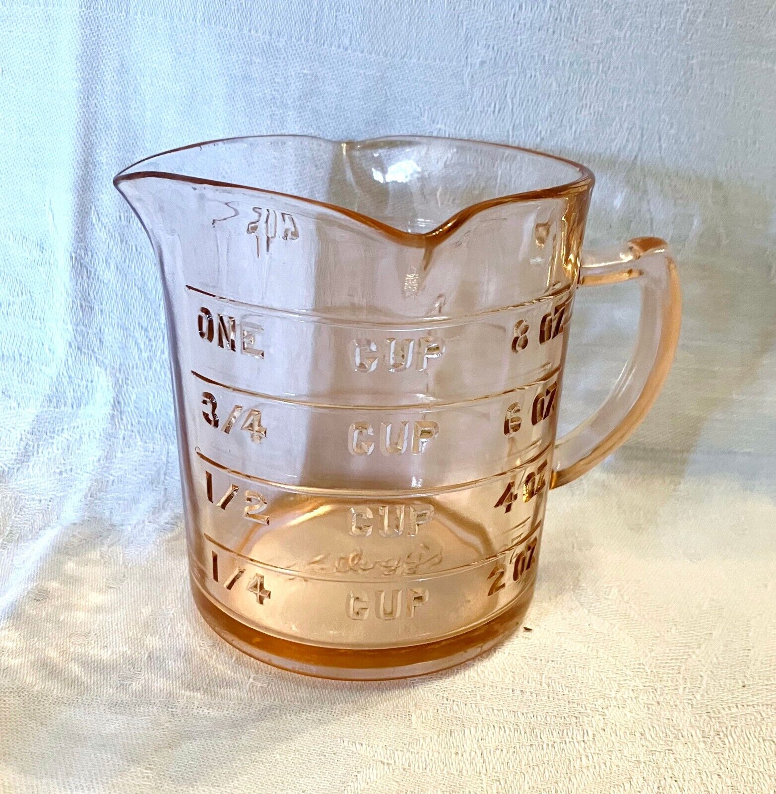 Vintage Kelloggs Pink Depression Glass 1940 1 Cup Measuring Cup Hazel Atlas