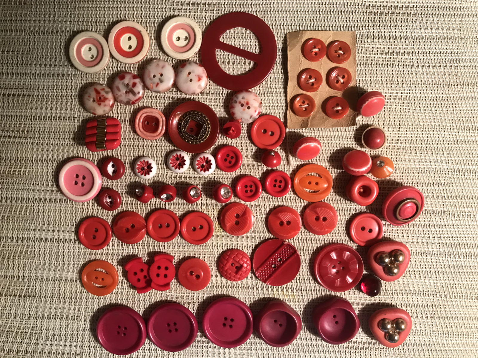Antique Vintage Collection of Sixty Four Exceptional Red Buttons