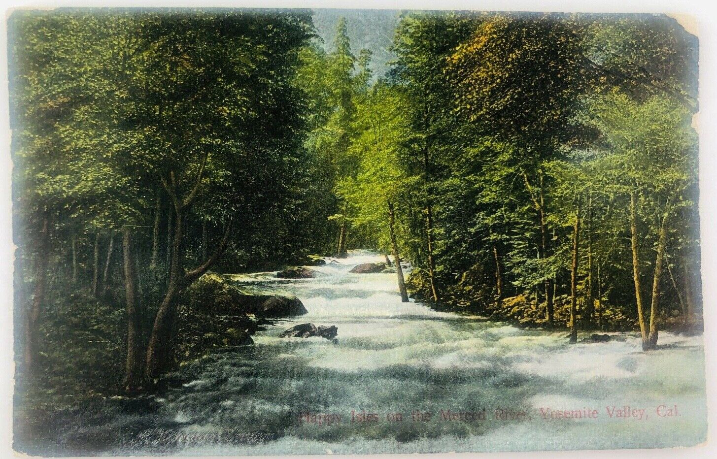Vtg Yosemite Valley California CA Happy Isles on the Merced River Postcard 1909