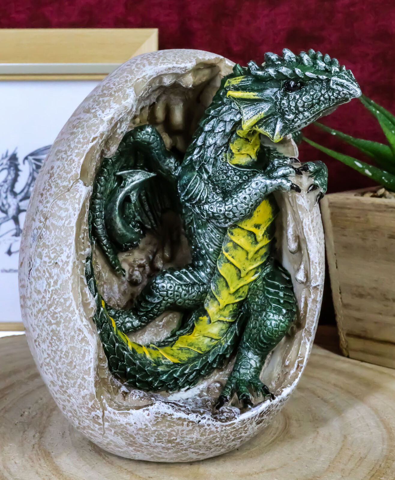 Ebros Green Earth Dragon Hatchling Breaking Out of Egg Shell Figurine 5