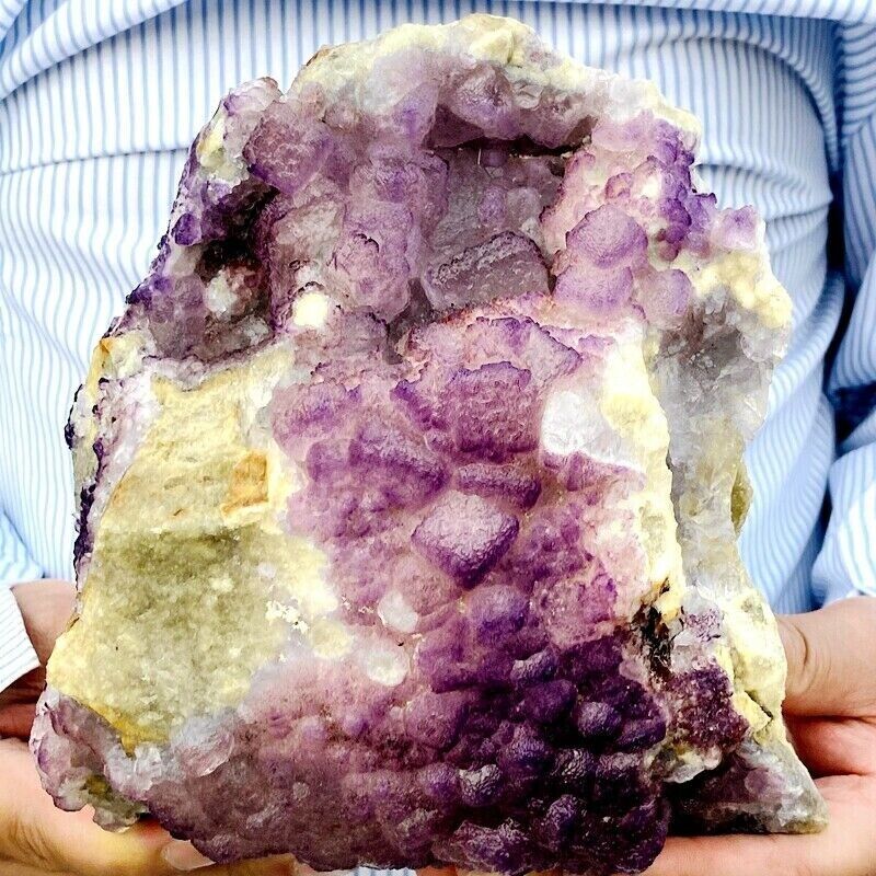 7.4 LB Natural Purple Fluorite Quartz Crystal Mineral Specimen - Madagascar