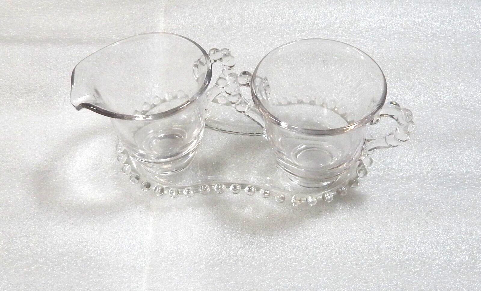 Vintage  Candlewick Creamer  Sugar Bowl Tray Set Imperial  Glass A