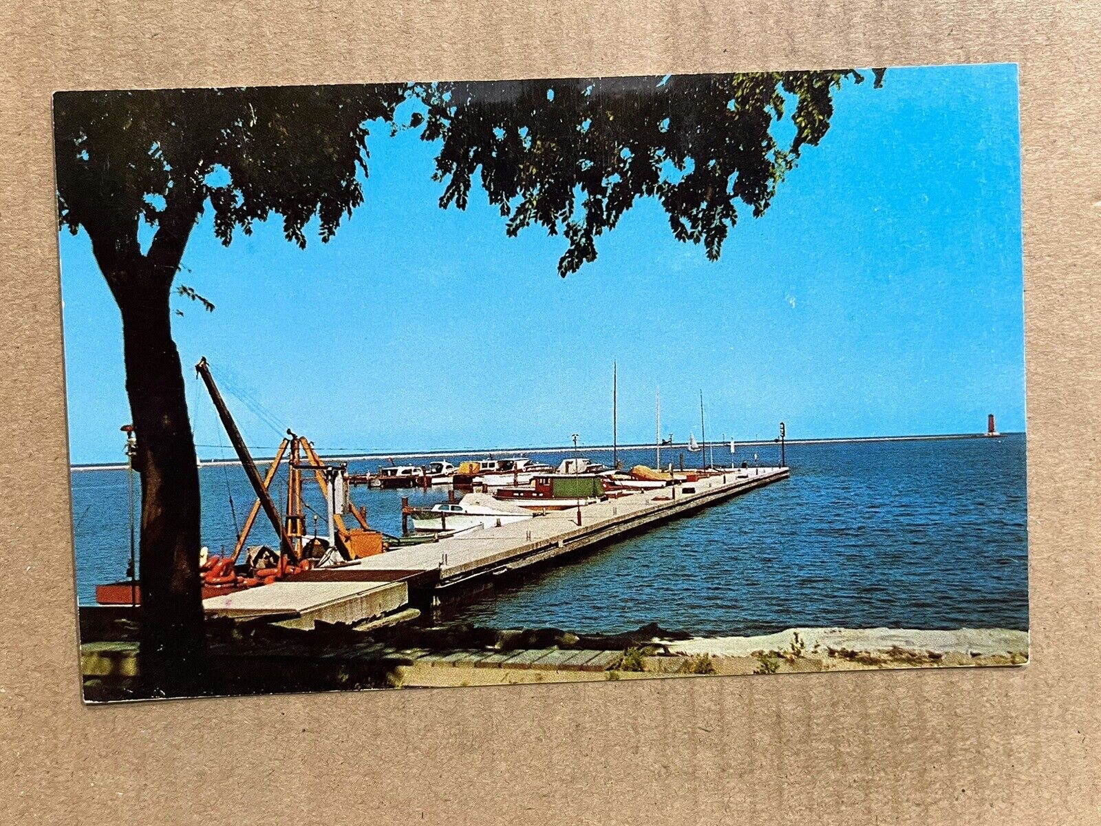 Postcard Sheboygan WI Wisconsin Yacht Basin Pier Boats Lake Michigan Vintage PC