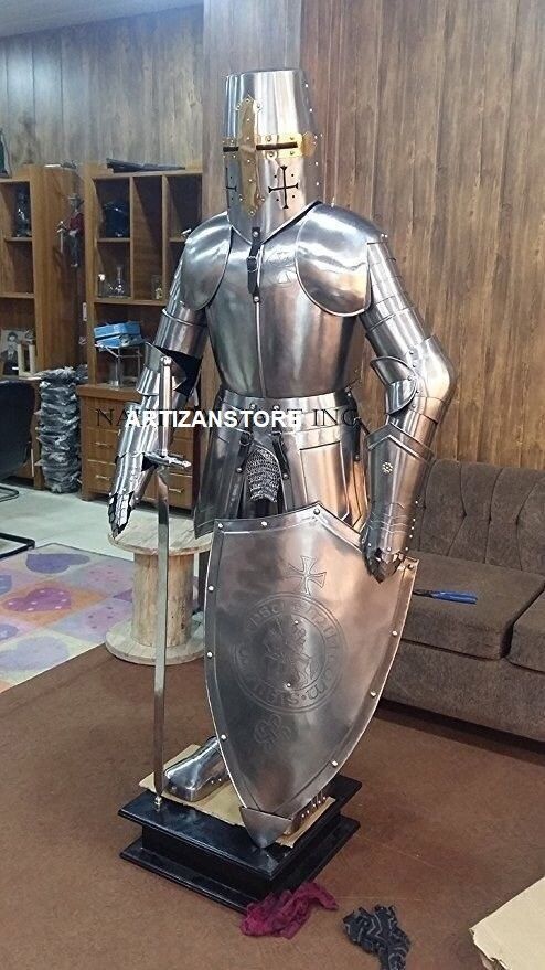 Knight Medieval Knight Suit Of Armor Templar Combat Full Body Armour Stand MM9