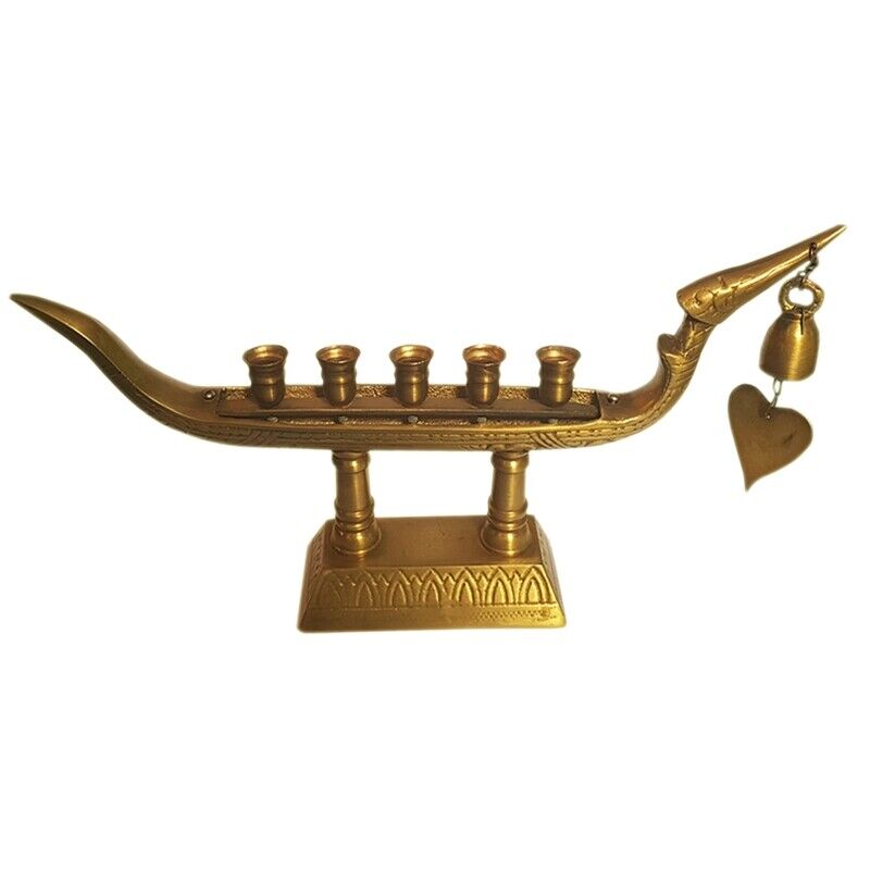 Brass candlestick barge suphannahong 5 bouquets for embroidery with candles.