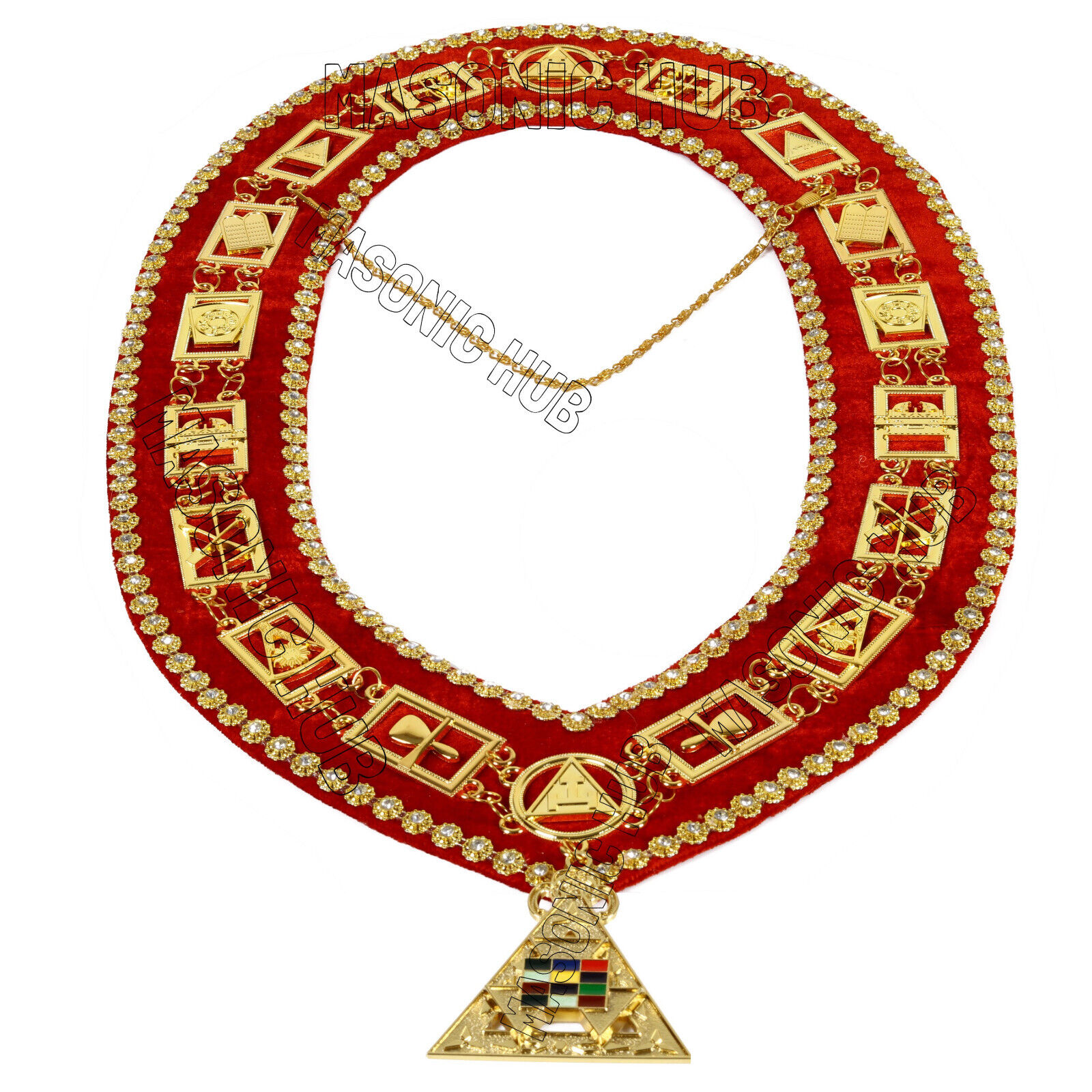 Masonic Royal Arch PHP Past High Priest Metal Chain Collar With Free Jewel