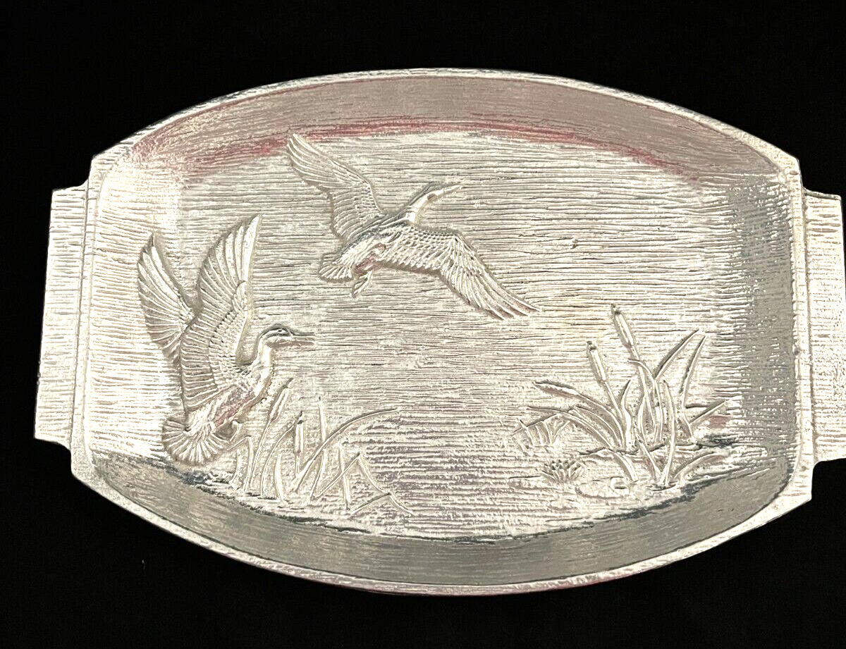 Pewter tray with embossed Geese marked USA