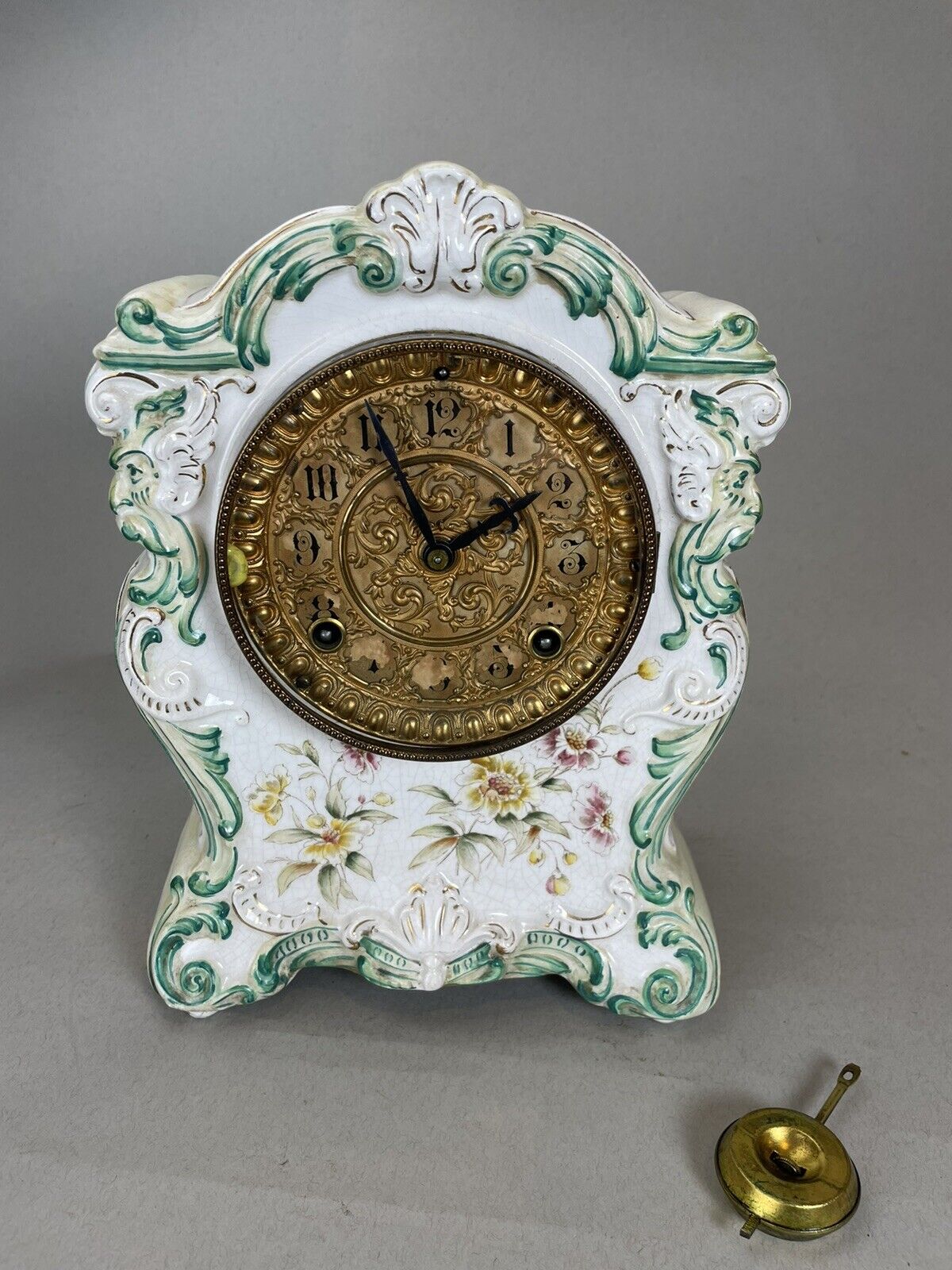 ANSONIA MANTLE CLOCK CHEMUNG PORCELAIN C 1900