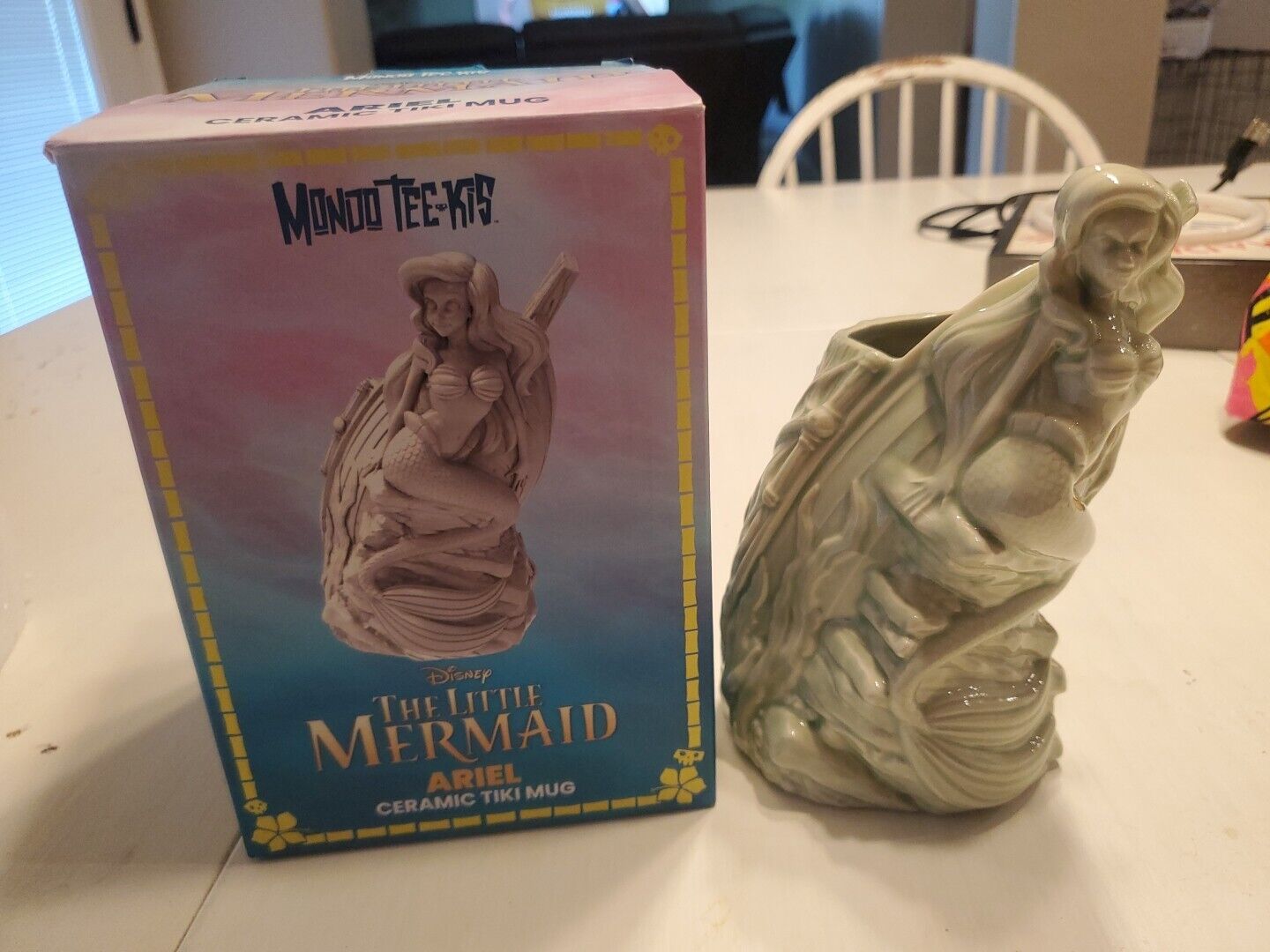 Disney Little Mermaid Ariel Mondo Ceramic Tiki Mug Green Glaze