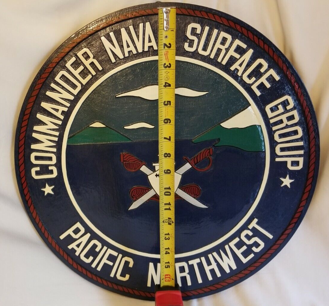 Hand Carved Commander Naval Surface Group Pacific Northwest Plaque 20 inch