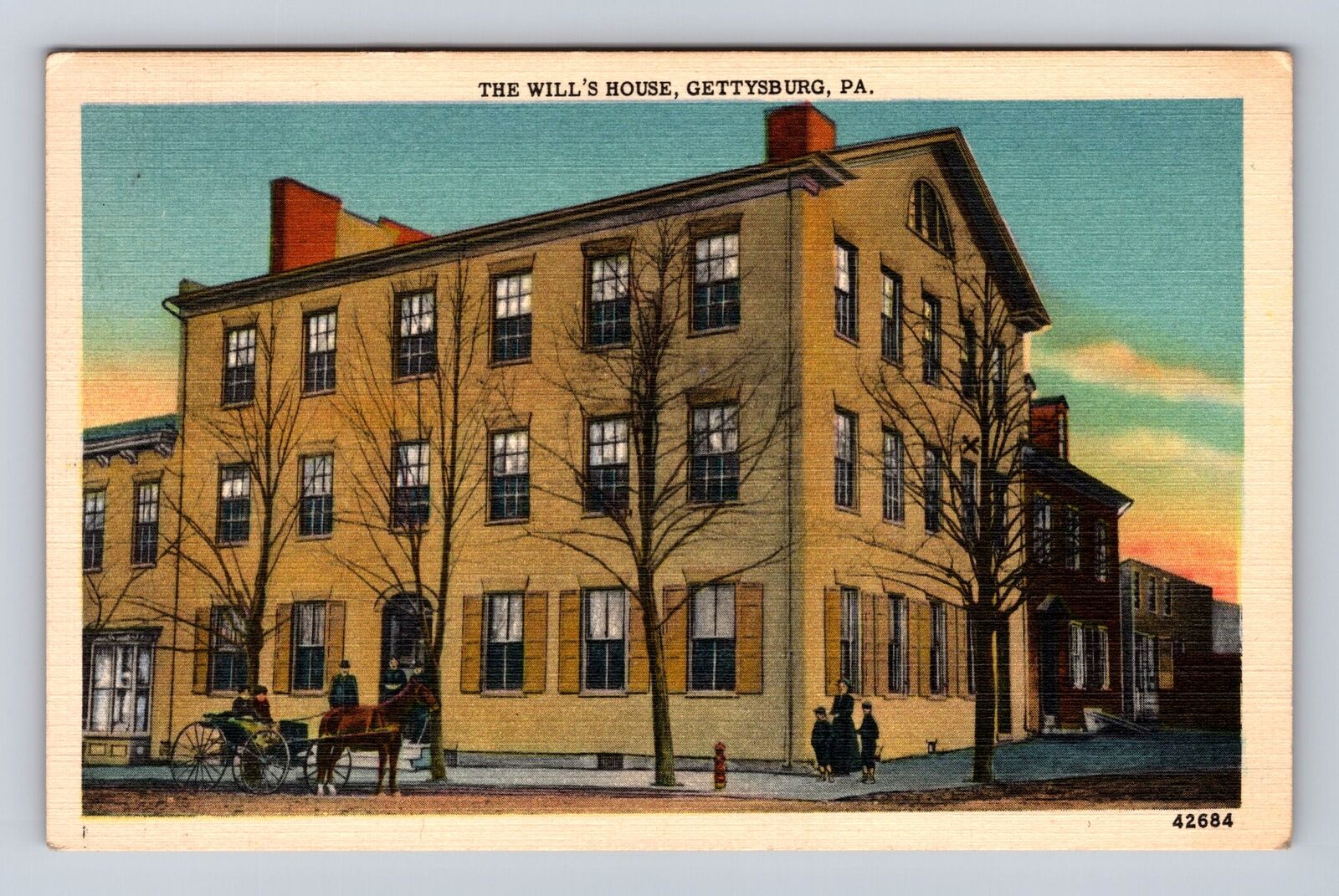Gettysburg PA-Pennsylvania, The Will\'s House, Antique, Vintage Souvenir Postcard