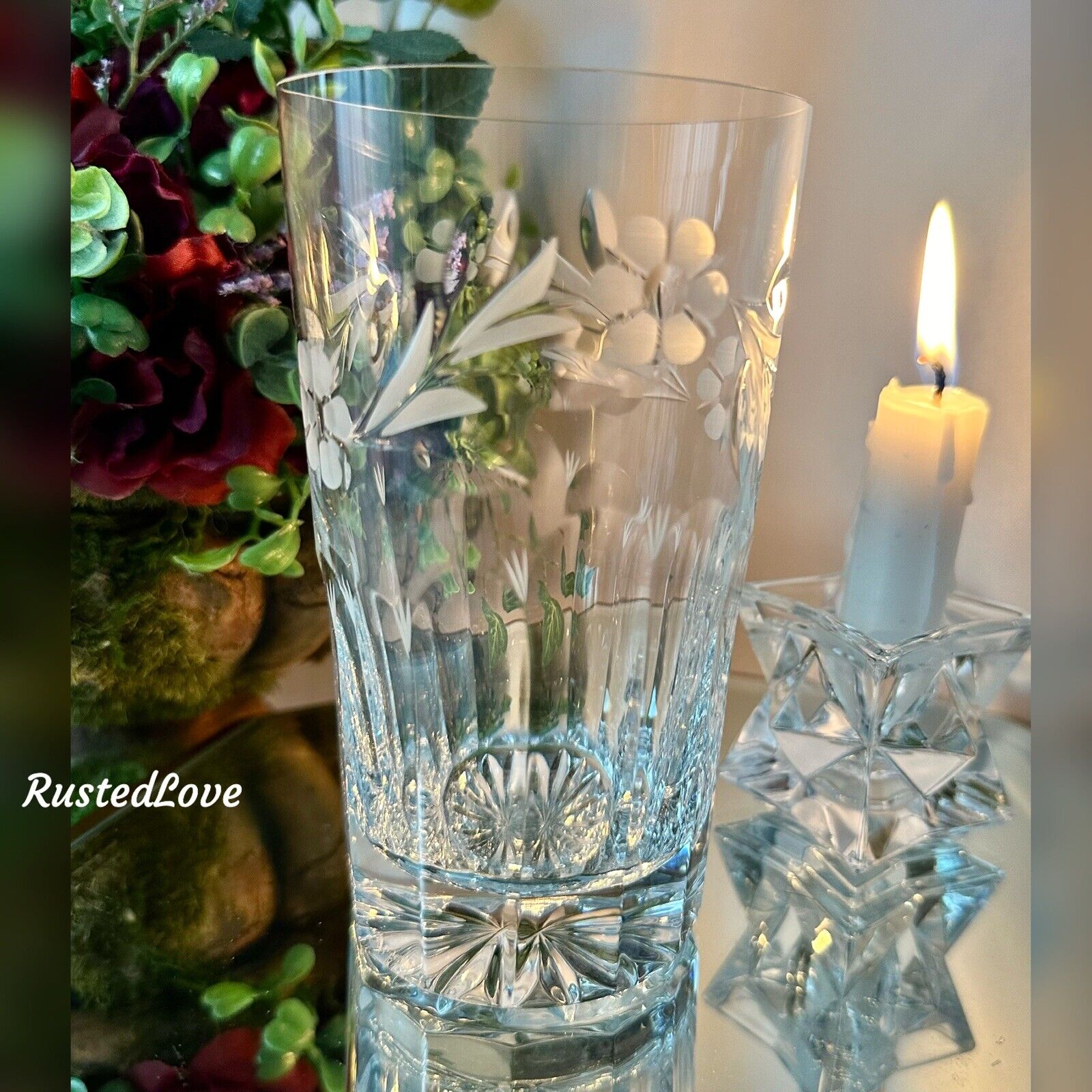 Rogaska Country Garden Highball Glass Blown Glass Rogaska Barware Cut Glass - 1