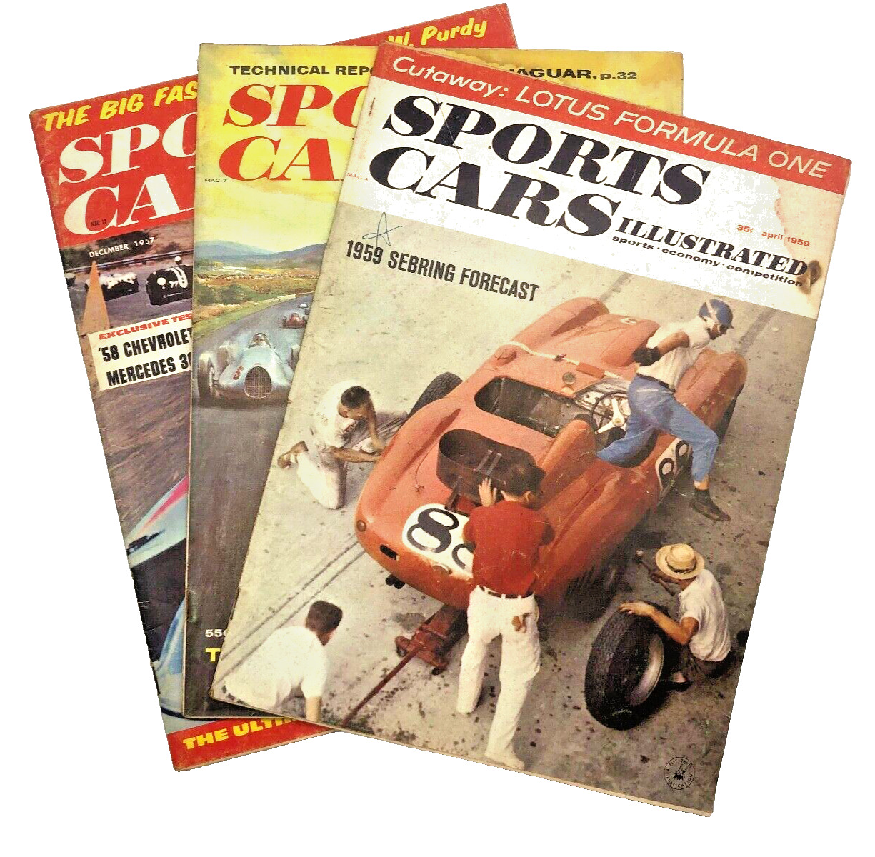 Vintage Sports Cars Illustrated Magazine 1957 1958 1959 Lotus Corvette Sebring