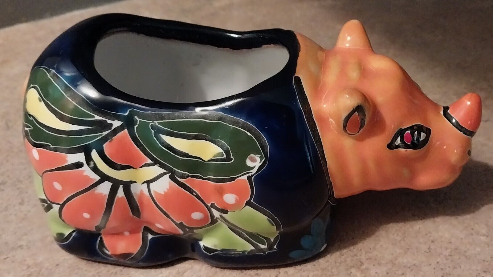 Mexican Talavera pottery Hand Painted Rhino Planter Pottery Only Used For Decor