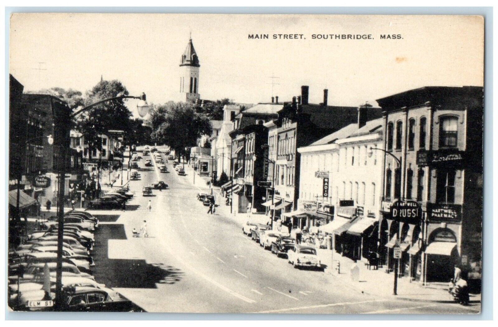 c1940 Main Street Exterior Building Southbridge Massachusetts MA Artvue Postcard