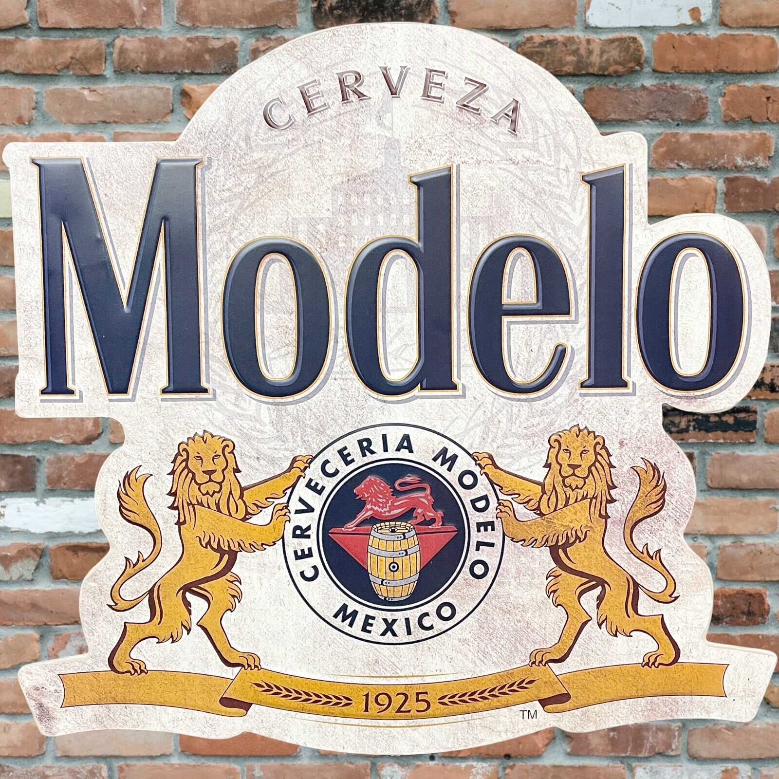 Modelo Cerveza Embossed & Shaped Metal Sign, Beer Bar Man Cave Game Room Decor