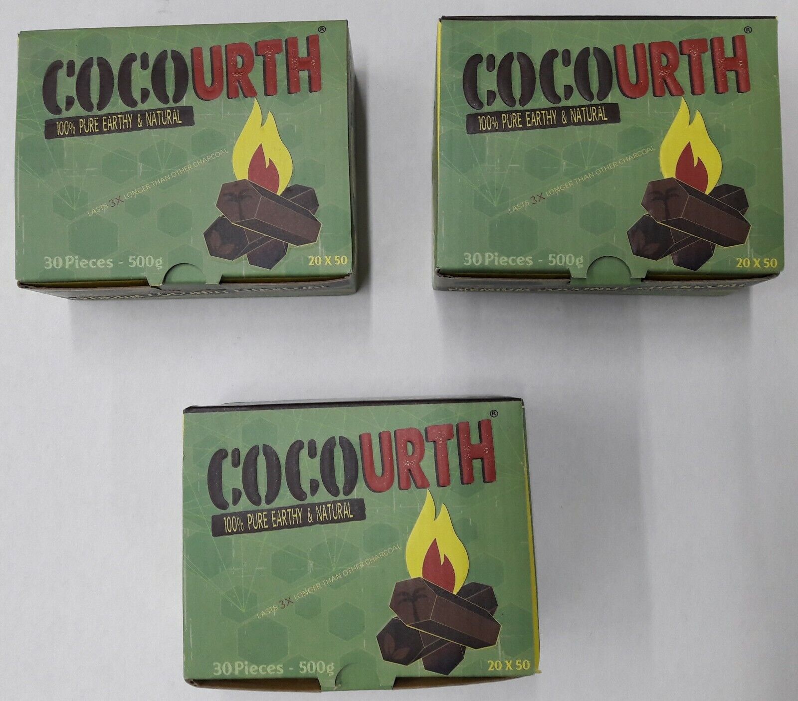 CocoUrth 90Pcs Natural Coconut Hookah Charcoal Coal (HEXAGONS) 1.5kg