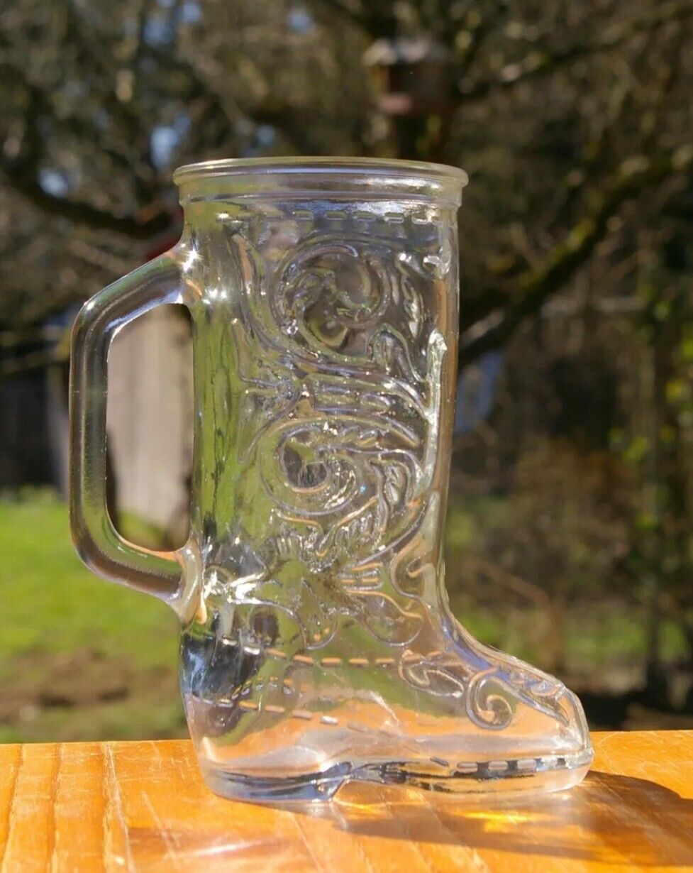 6 pcs Cowboy Boot Glass Beer Mug Cup  Tall Western  300ml