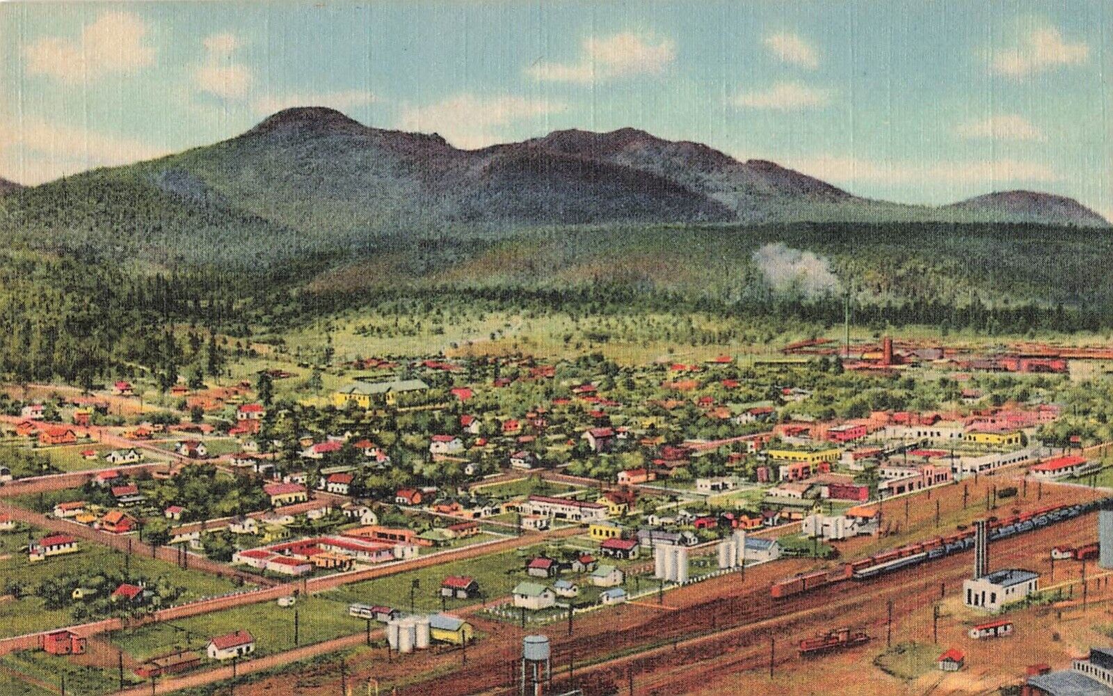 Williams, Arizona Postcard Aerial View Bill Williams Mountain  About 1941  U4