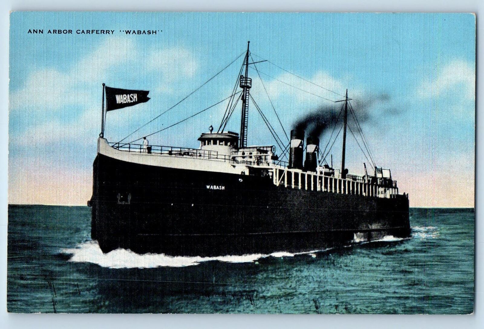 c1940's Ann Arbor Steel Carferry Wabash Steamer Frankfort Michigan MI Postcard
