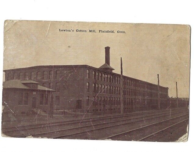 c1911 Lawton’s Cotton Mill Plainfield Connecticut CT Berger Bros Postcard POSTED