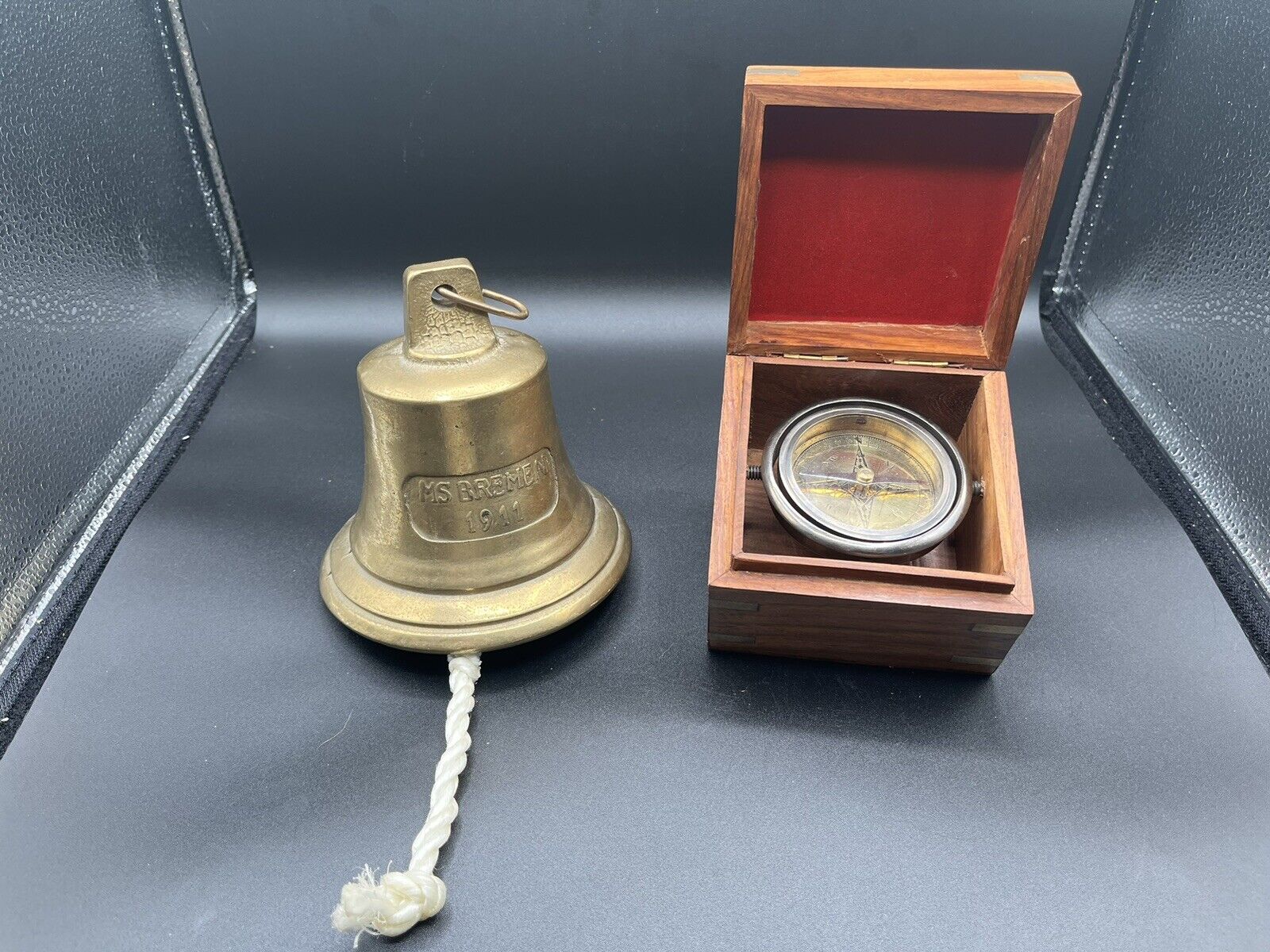 M.S Bremen Brass Bell And Captains Compasss