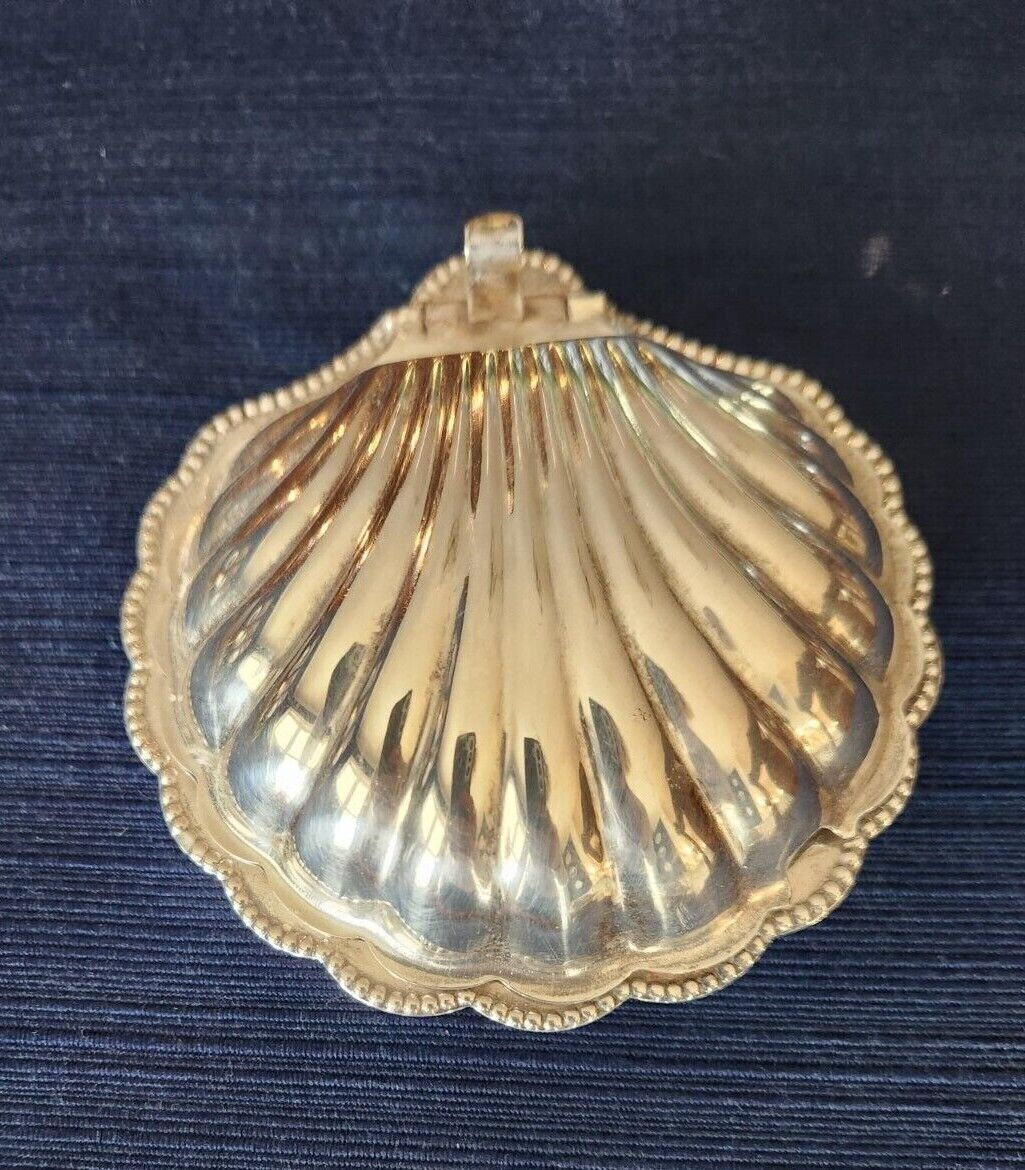 Silver Plated on Brass  Hinged Clam Shell Dish no insert or spoon England F&JL