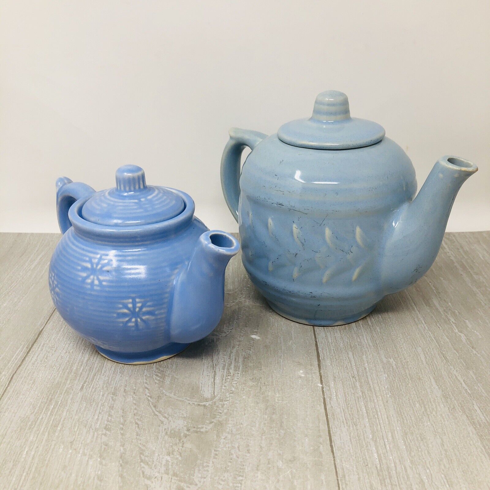 Vintage Shawnee USA Pottery Blue Teapot Lot