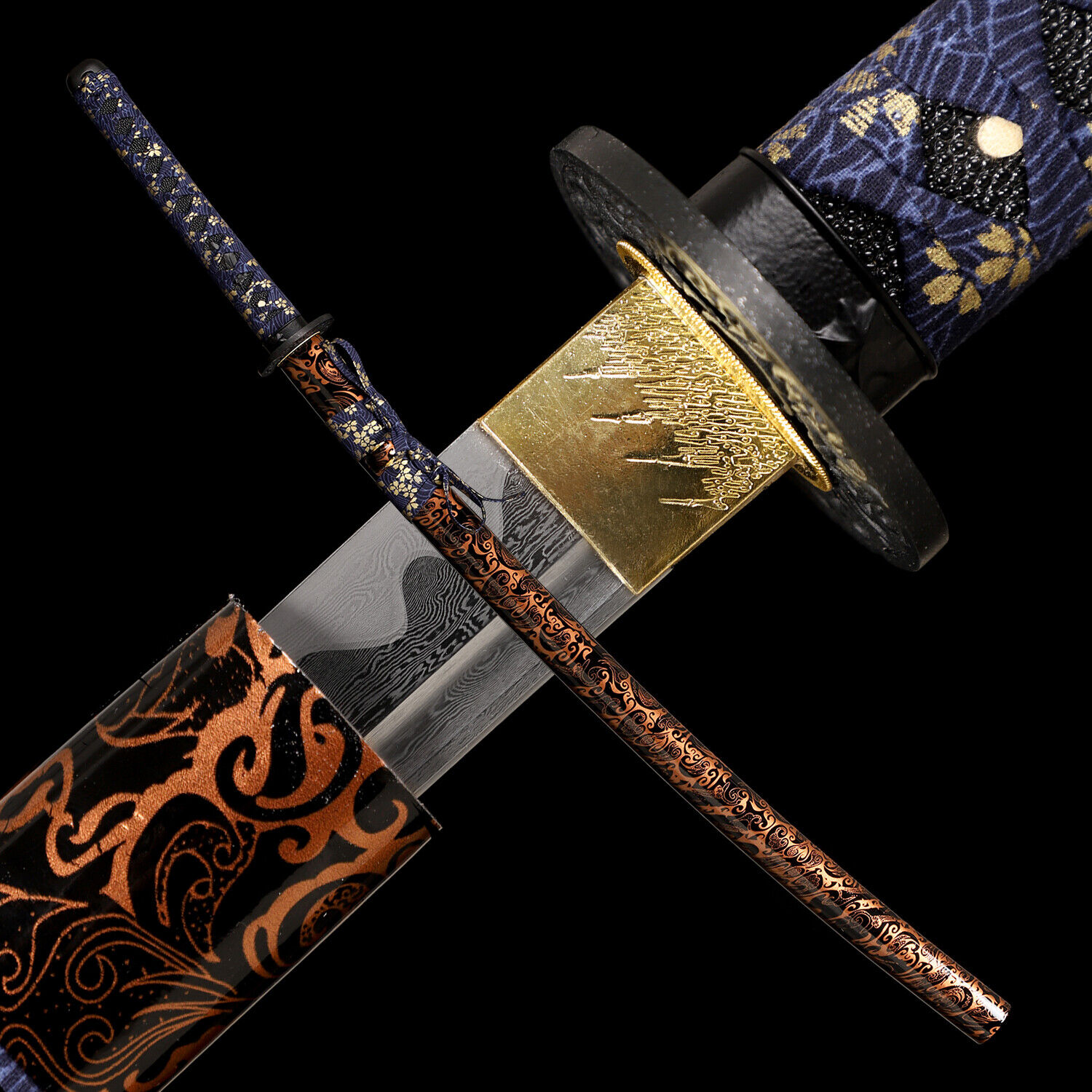 41\'\' Handmade Blade Sharp Katana Japanese Samurai Sword Damascus Folded Steel