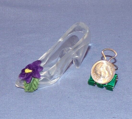 Miniature High Heel Shoe Figurine Flower Floral Plastic Glass Slipper Pump 1.5\