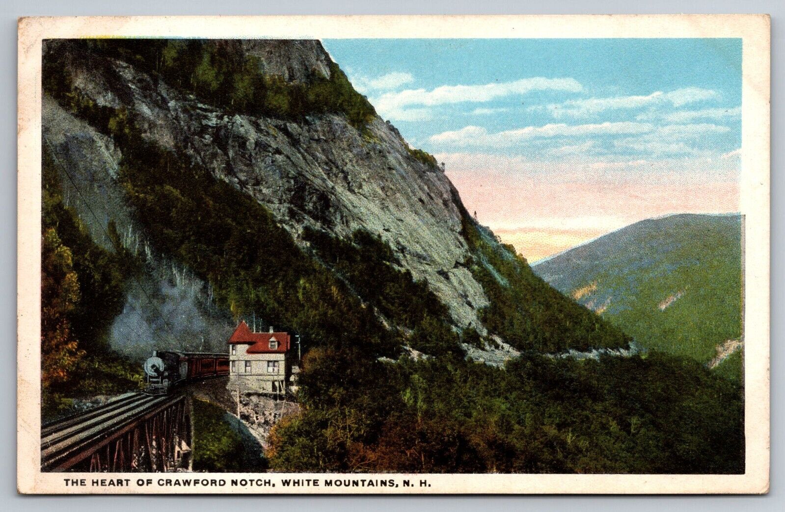 Heart of Crawford Notch. White Mountains. New Hampshire Vintage Postcard
