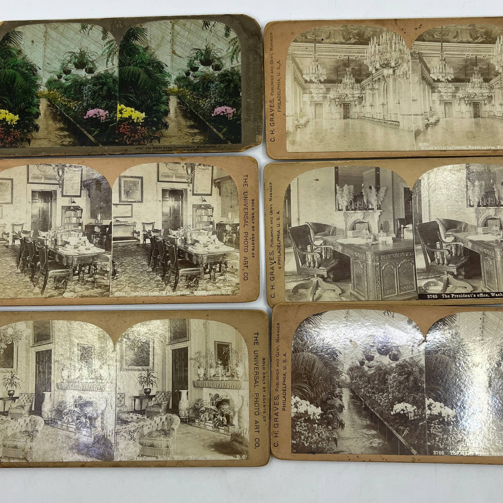 c1900 Lot of 6 Stereo View Cards Featuring The White HouseTA9