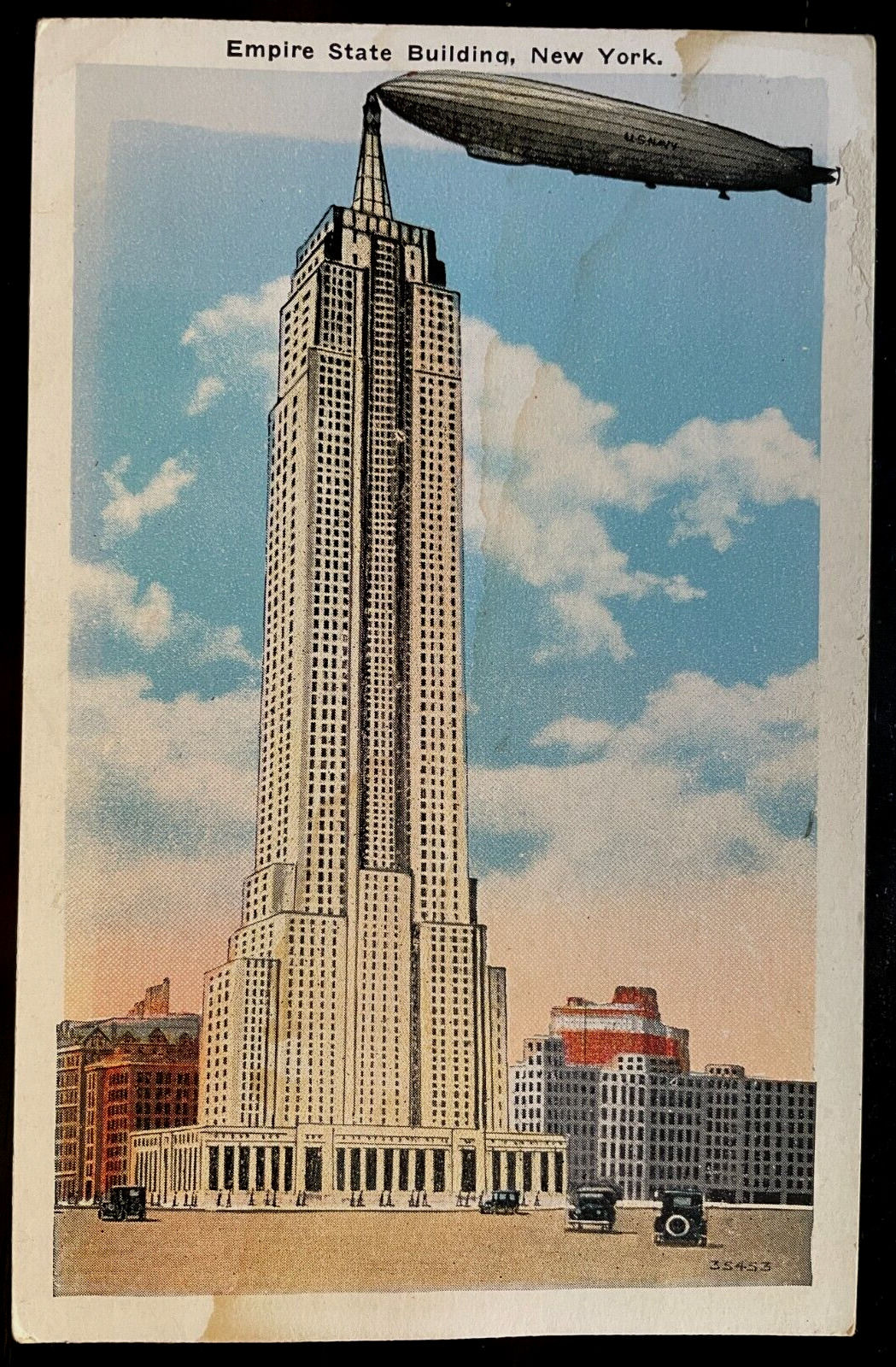 Vintage Postcard 1931 Empire State Building with Docked Blimp, New York City, NY