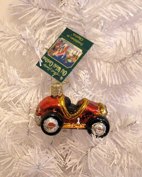 2004 LITTLE RACE CAR - OLD WORLD CHRISTMAS BLOWN GLASS ORNAMENT NEW W/TAG