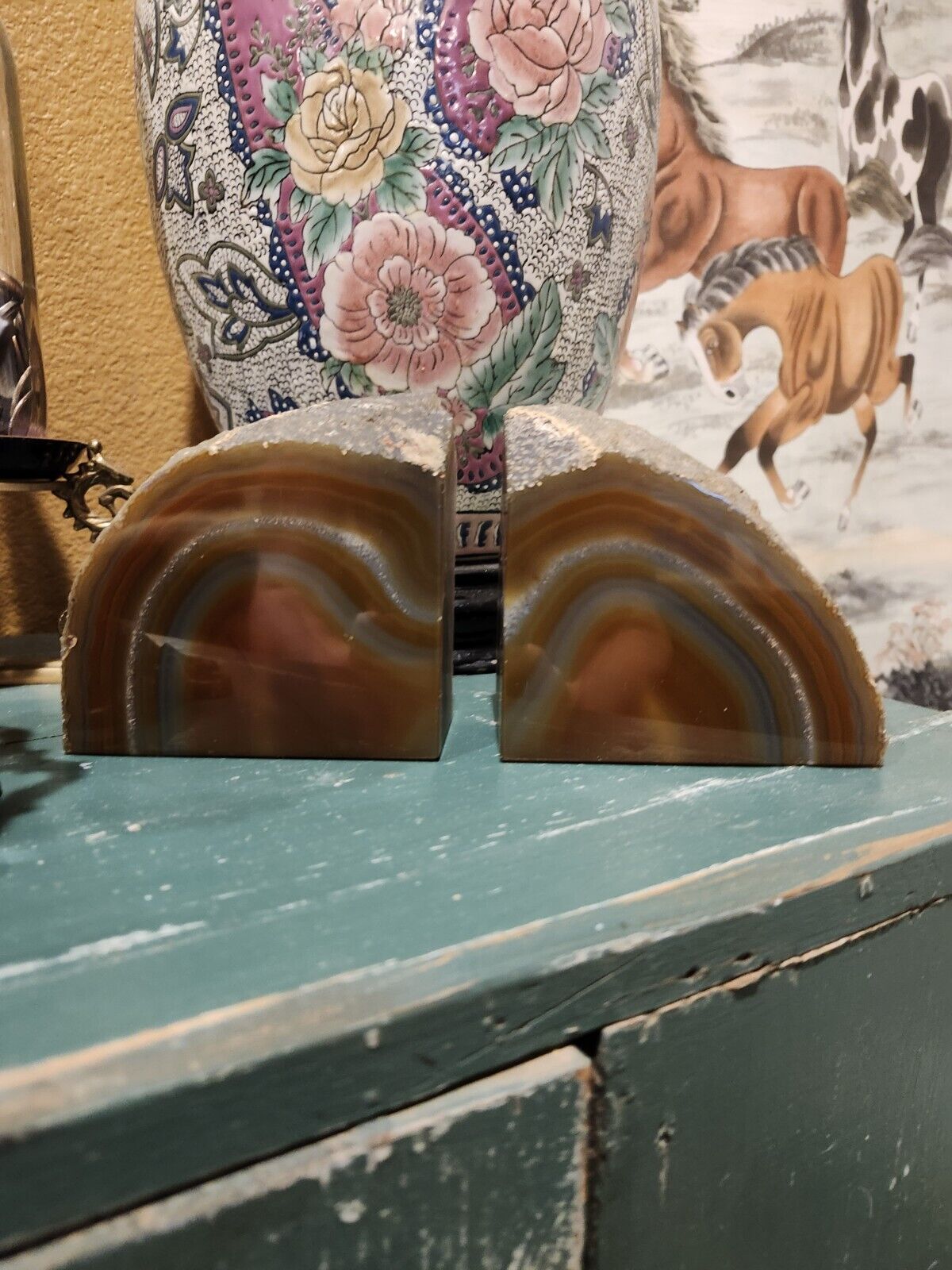 Pair Of Agate Bookends Very Heavy