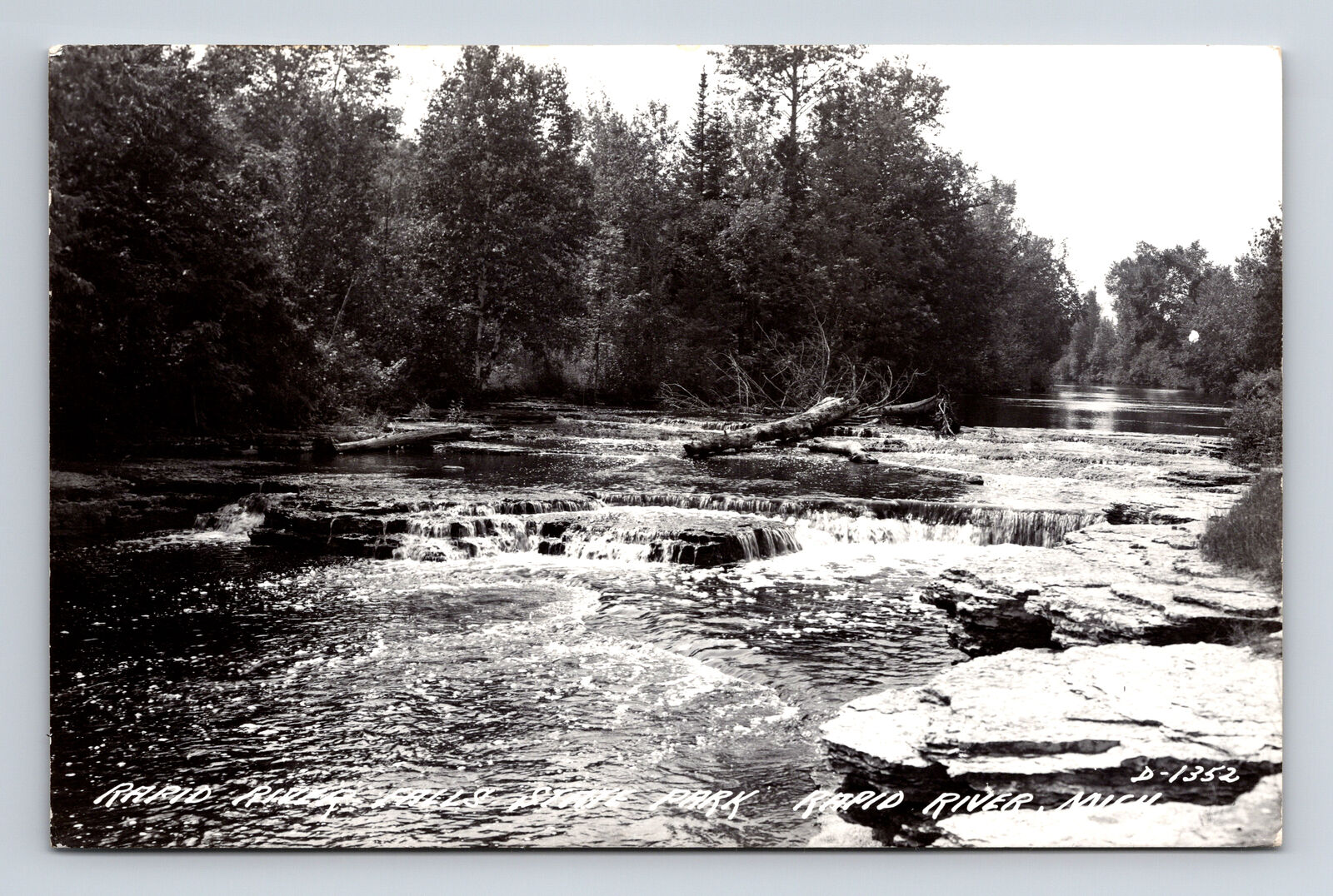 RPPC Scenic View Rapid River Falls Michigan MI Real Photo Postcard