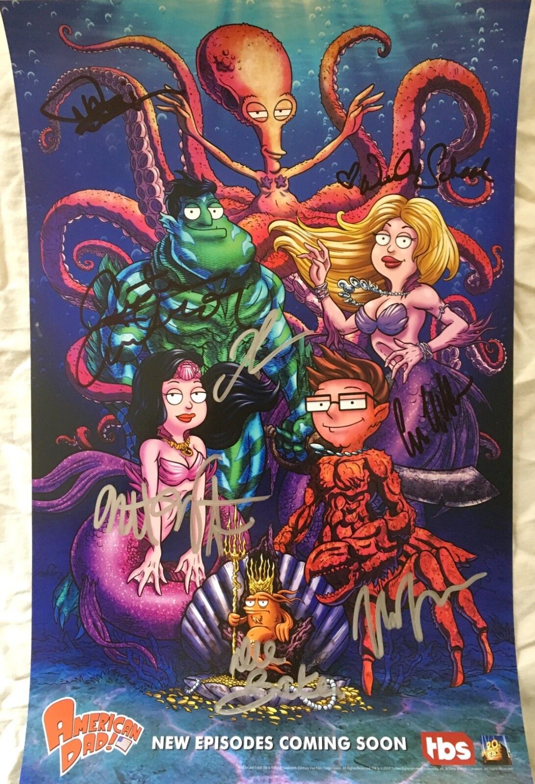 American Dad cast signed 2018 SDCC poster Curtis Armstrong Wendy Schaal Baker +5