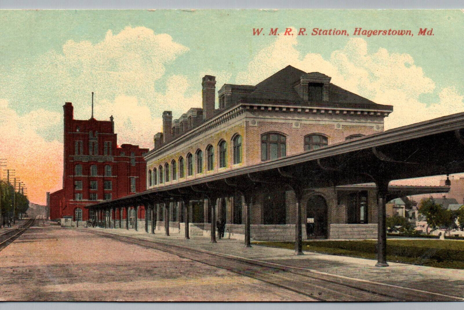 WESTERN MARYLAND Railroad Train Station Depot HAGERSTOWN MD Postcard WMRR