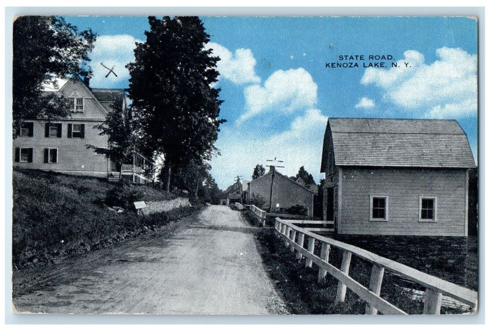 Kenoza Lake New York Postcard State Road Exterior Building 1915 Vintage Antique