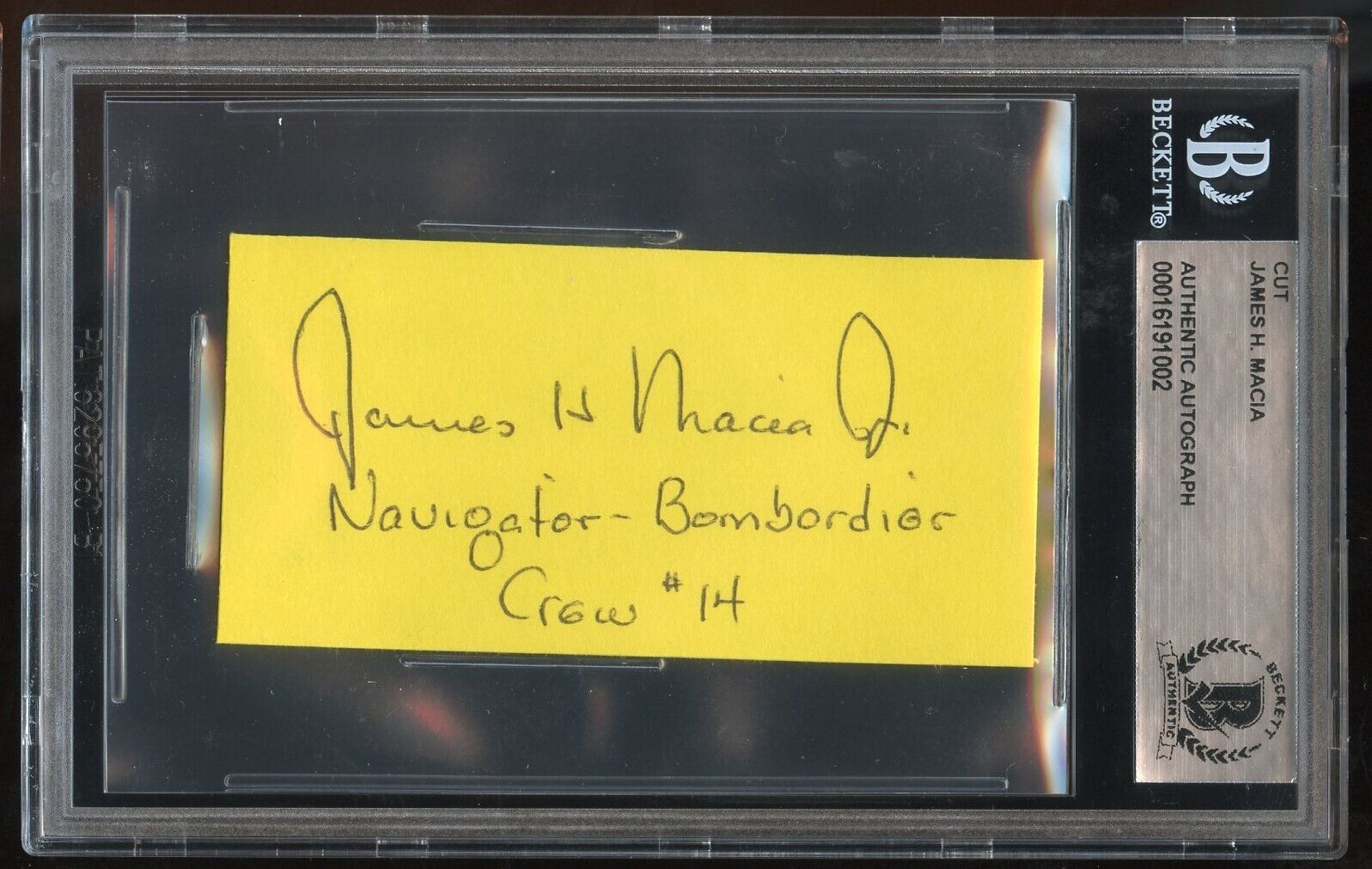James H. Macia signed autograph 1x3 Navigator Bombardier Doolittle Raider BAS