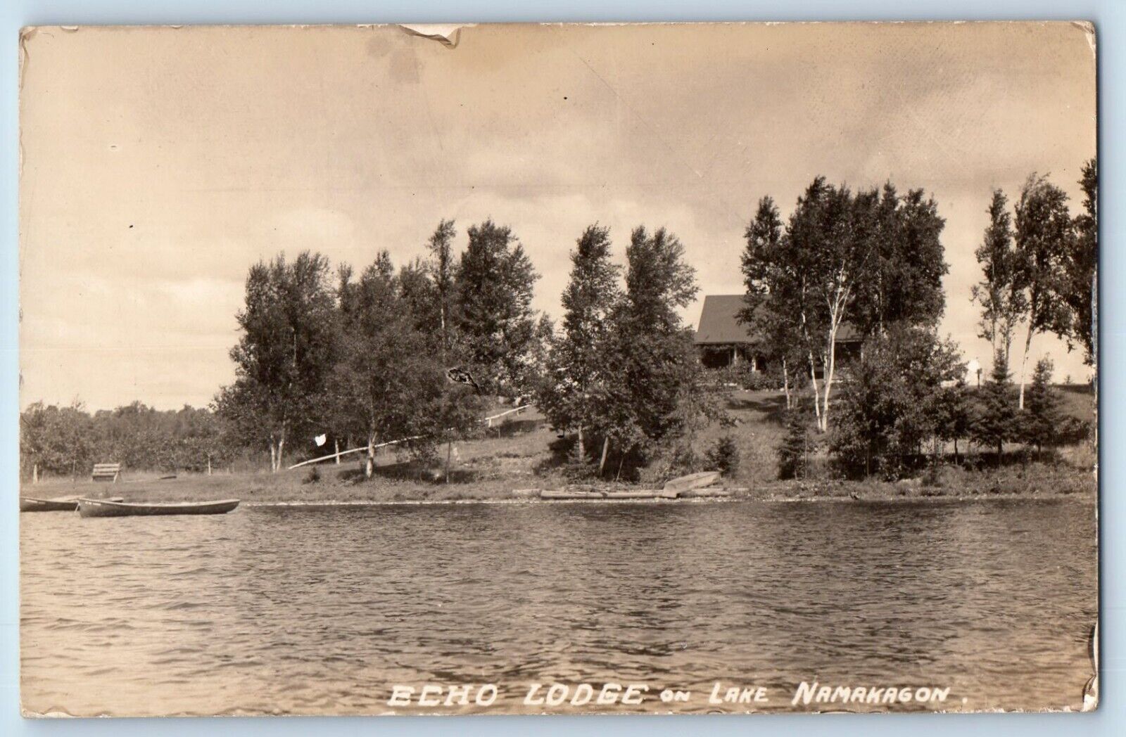Wisconsin WI Postcard RPPC Photo Echo Lodge On Lake Namakagon c1940's Vintage