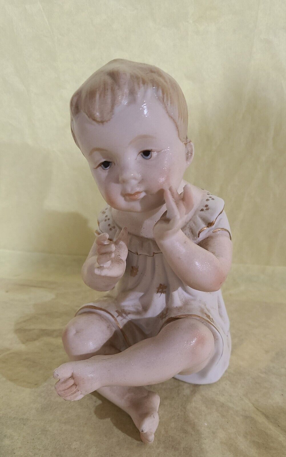 Vintage Porcelain Bisque Handpainted Piano Baby 6