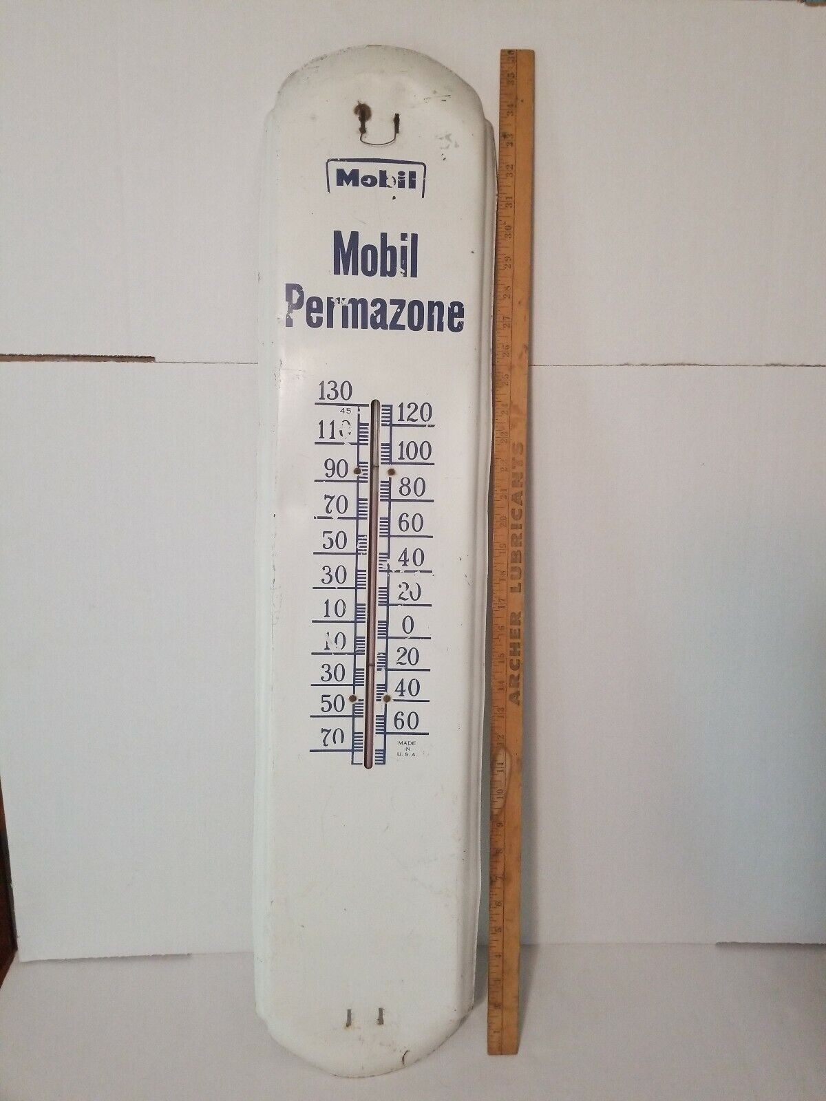 Vintage Mobil Permazone Thermometer Original 50\'s issue