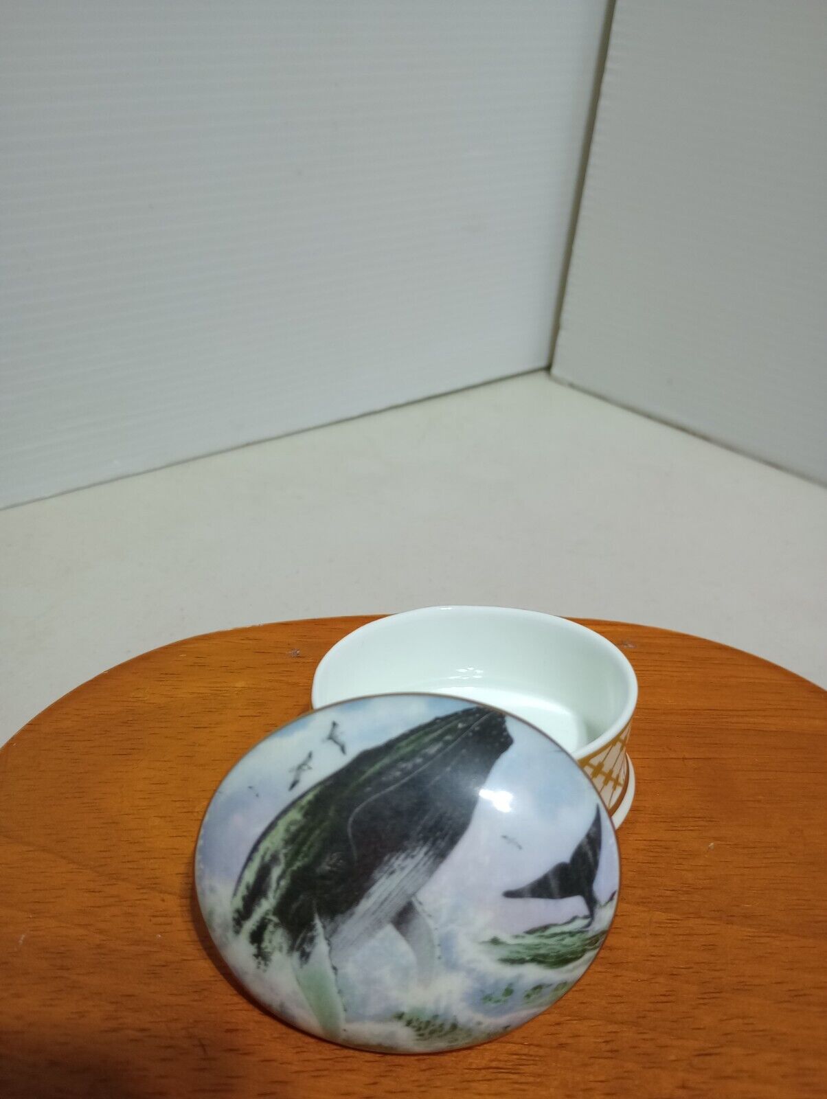 Vintage Falcon Porcelain Whale Design Trinket box