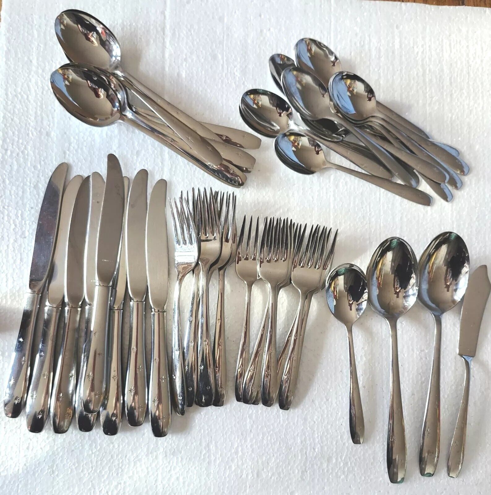 MCM Vintage Wallace Stainless Bright Star  Flatware 49 PC Lot