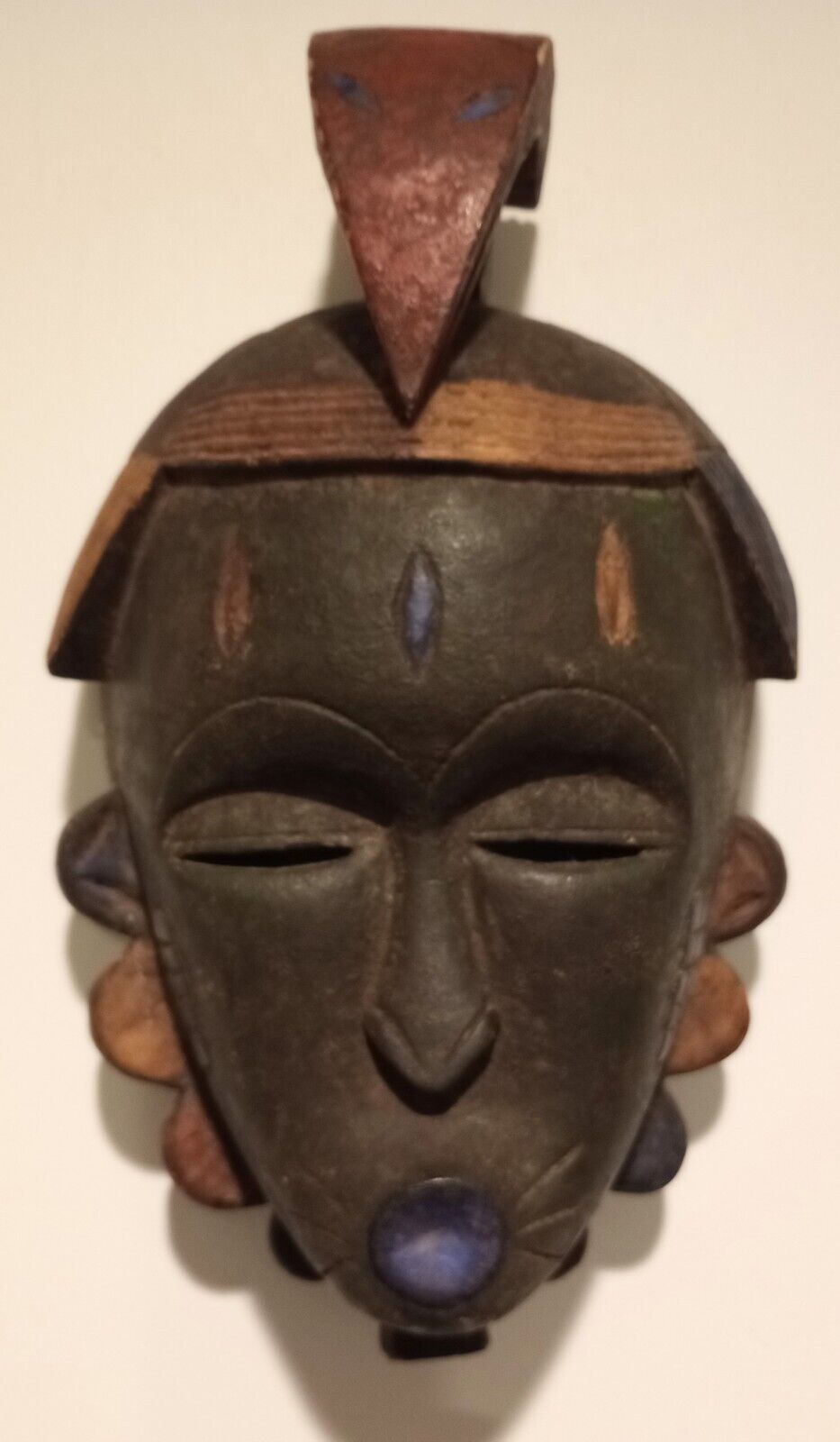 Vintage African Tribal Yaure Baule Carved Wood Mask Masque Figure Ivory Coast