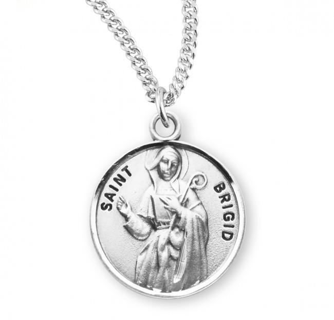 Beautiful Patron Saint Brigid Round Sterling Silver Medal Size 0.9in x 0.7in