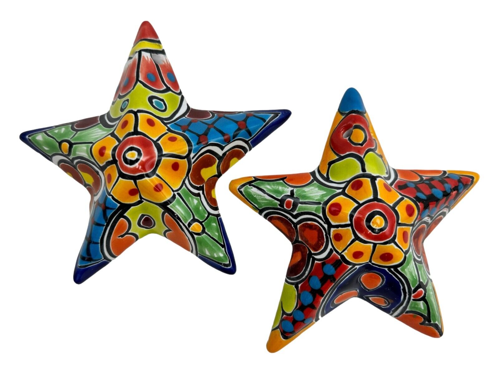 Talavera Star (2) Mexican Pottery Folk Art Multicolor Ceramic Home Decor 6.5”