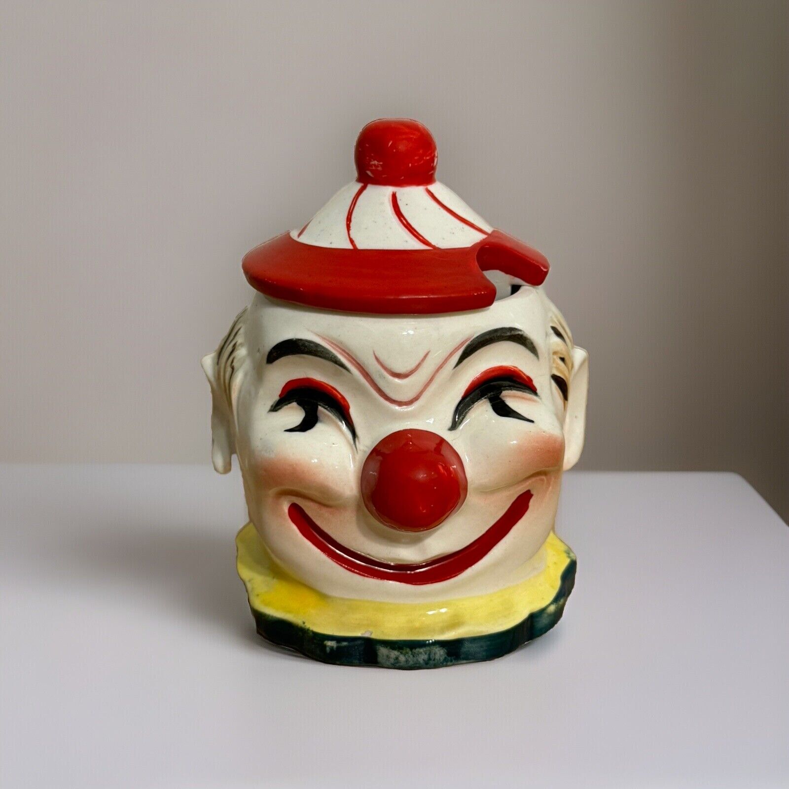 VTG RETRO 1950's-1960's Clown Condiment Jar Jam Jar - Marked Japan No Spoon 5x4